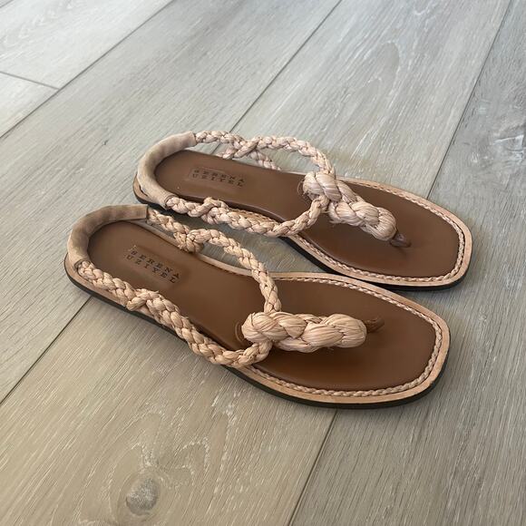 Serena Uziyel Braided Raffia Natural Sandal Women's 38 / US 8 Made in Italy - Picture 7 of 7